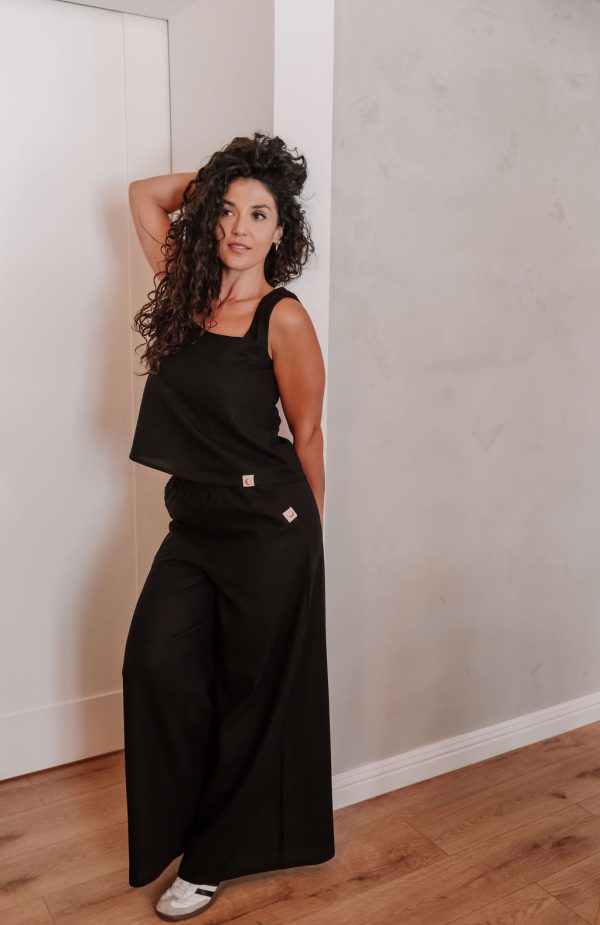 SYL Linen Pearl Black Trousers