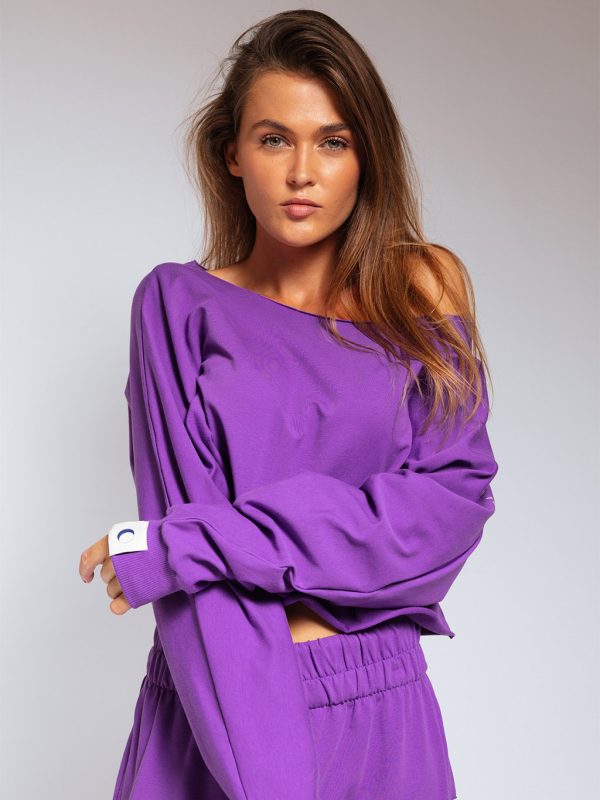 'Fierce' Cropped Sweatshirt in Royal Purple