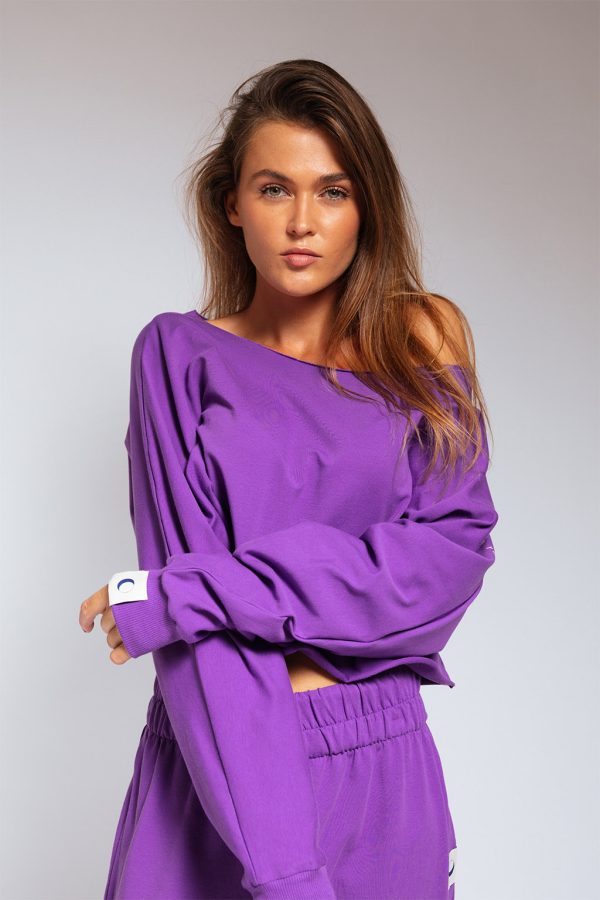 'Fierce' Cropped Sweatshirt in Royal Purple