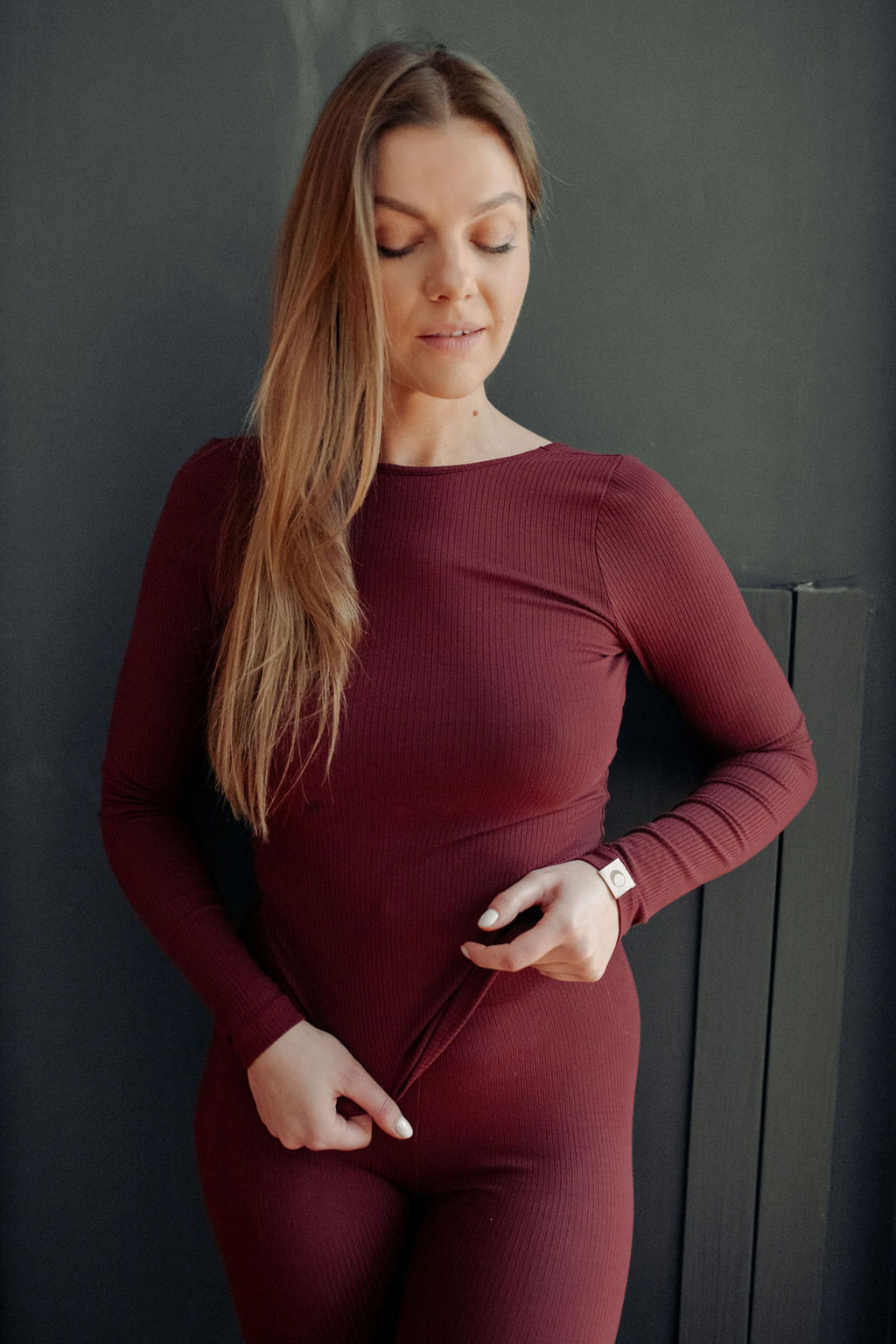 'Hot at Home' Open Back Shirt in Burgundy