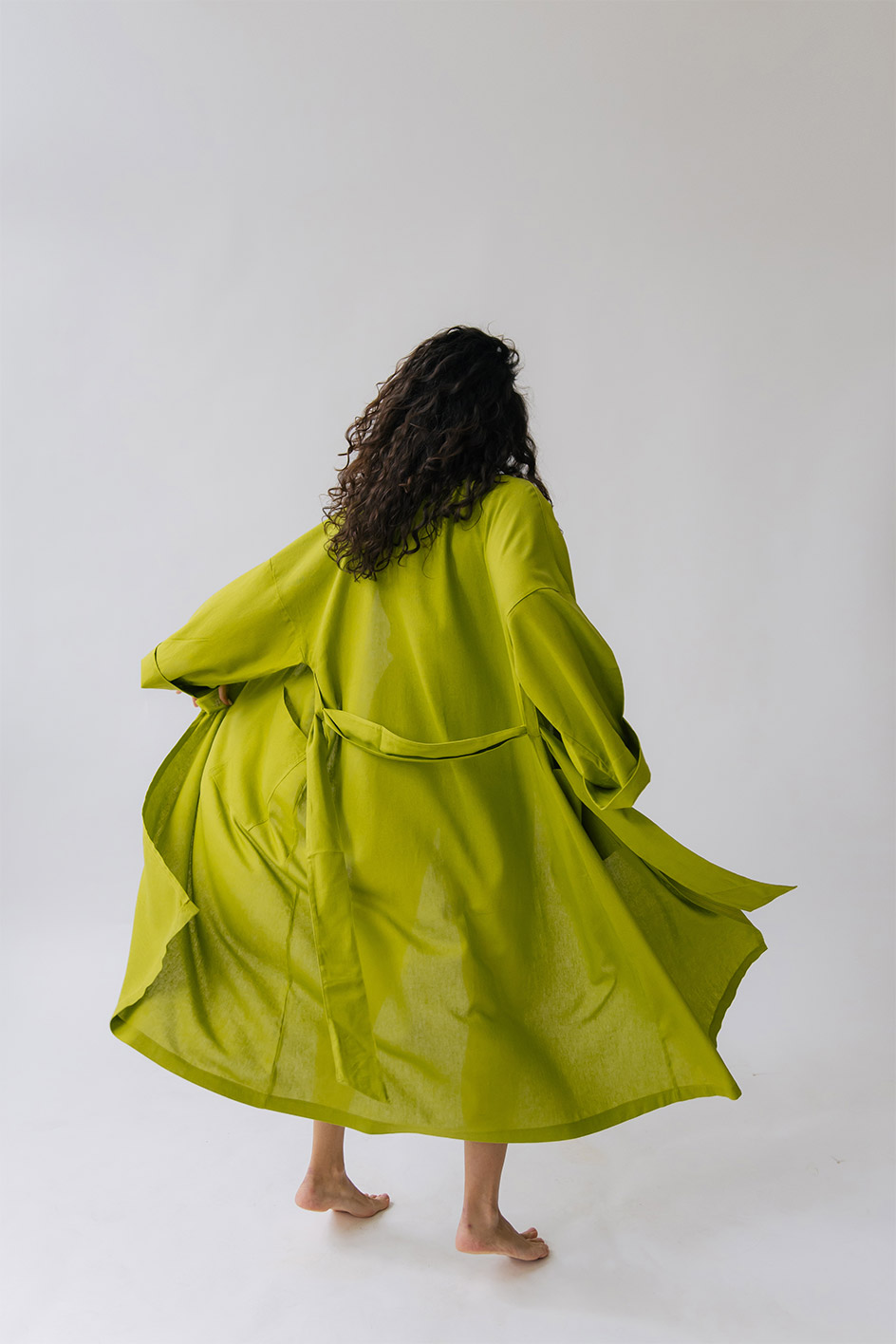 'Shine your light' Green Linen Kimono - Image 13