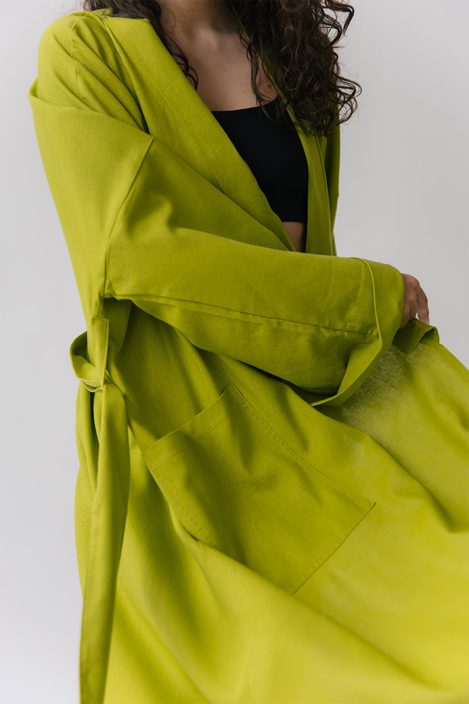 'Shine your light' Green Linen Kimono - Image 5