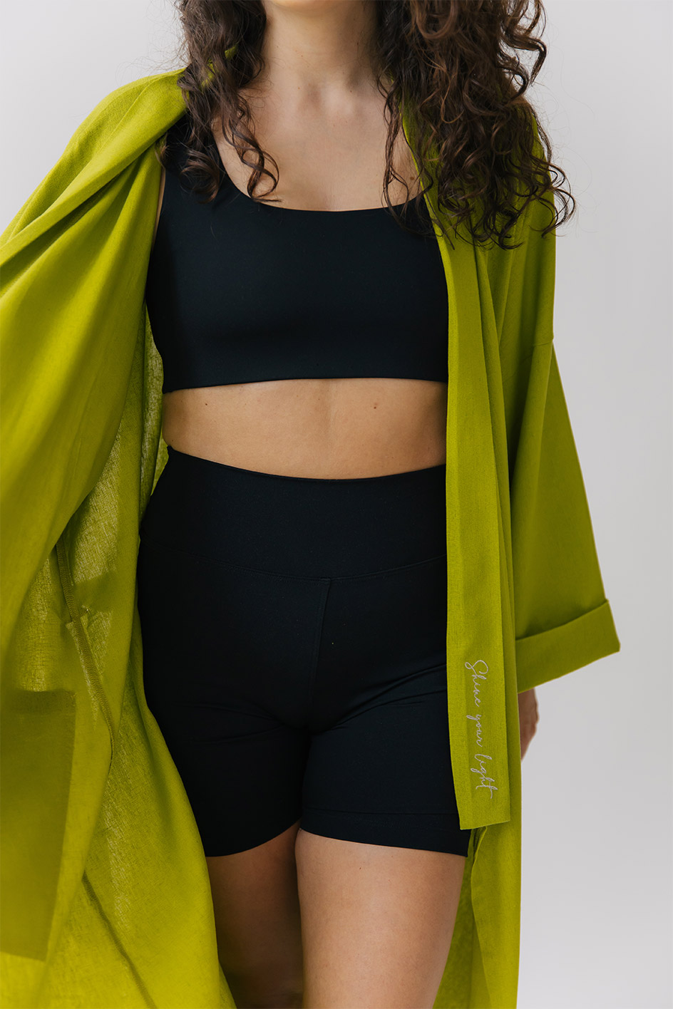 'Shine your light' Green Linen Kimono - Image 10
